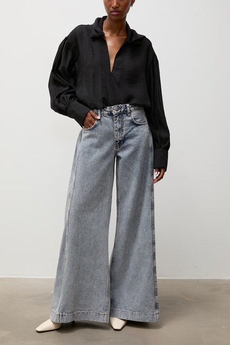 Answear.LAB jeansy wide leg damskie niebieskie