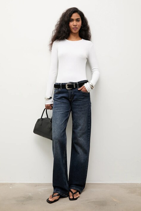 Answear.LAB jeansy damskie kolor granatowy