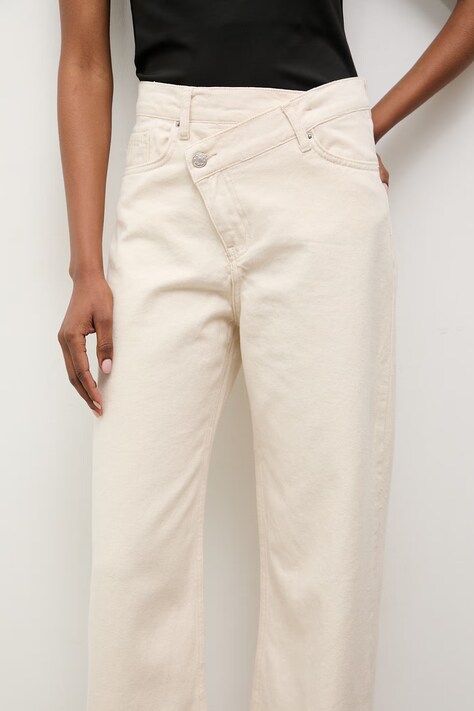 Answear.LAB jeansy straight damskie beżowe