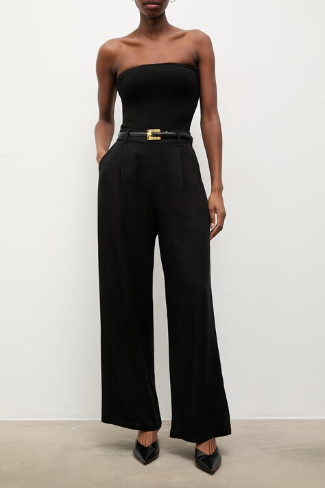 Answear.LAB spodnie damskie z lnem czarne high waist