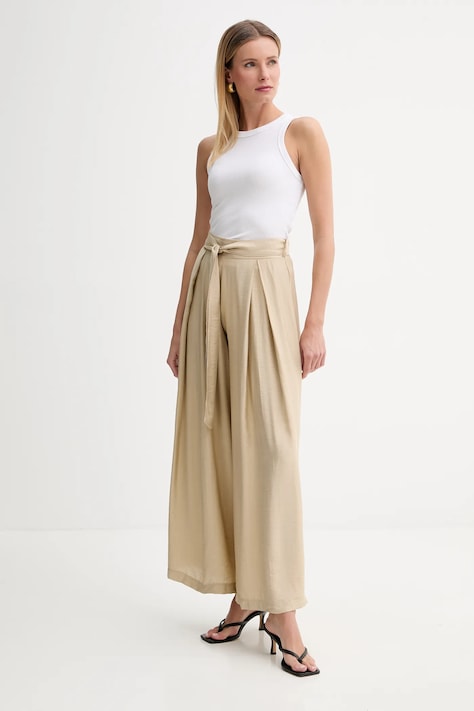 Answear.LAB spodnie damskie kolor beżowy szerokie high waist
