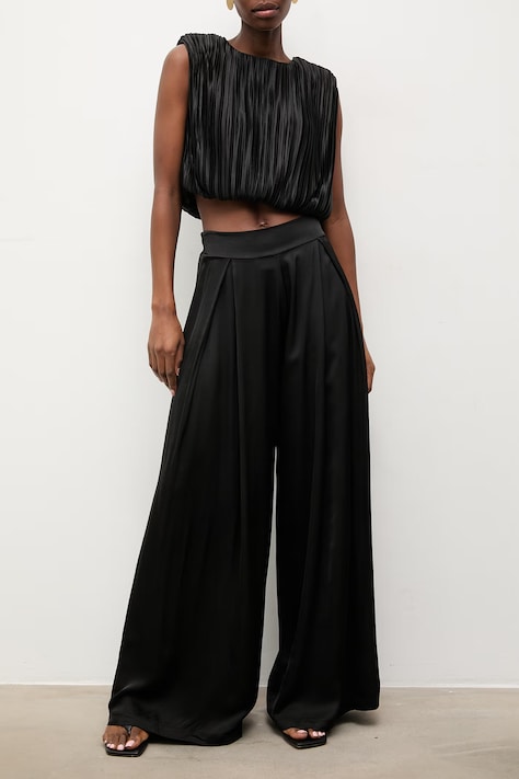 Answear.LAB spodnie damskie z wiskozy czarne high waist