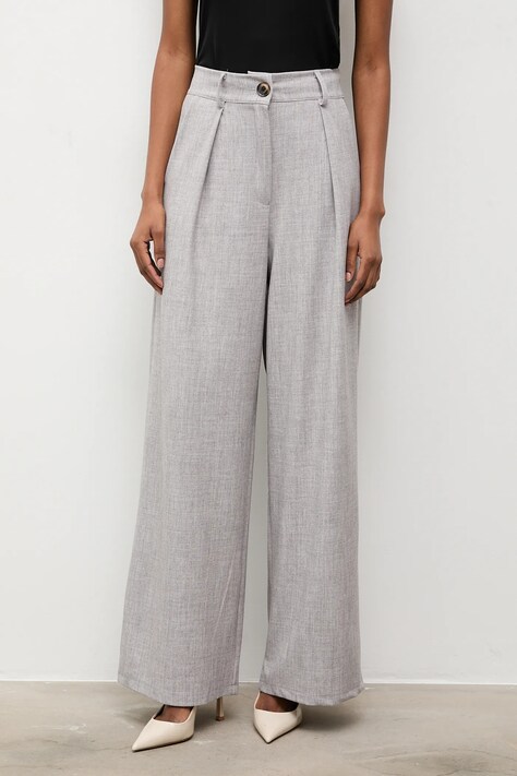 Answear.LAB spodnie damskie kolor szary proste high waist