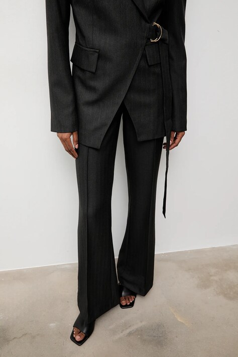 Answear.LAB spodnie damskie kolor szary dzwony medium waist