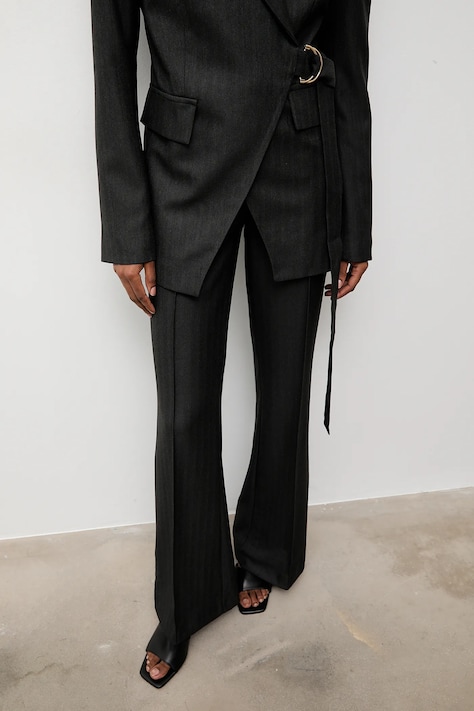 Answear.LAB spodnie damskie kolor szary dzwony medium waist