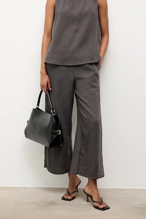 Answear.LAB spodnie lniane damskie kolor czarny szerokie high waist