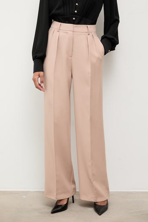 Answear.LAB spodnie damskie kolor beżowy proste high waist