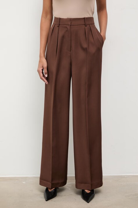 Answear.LAB spodnie damskie kolor brązowy proste high waist