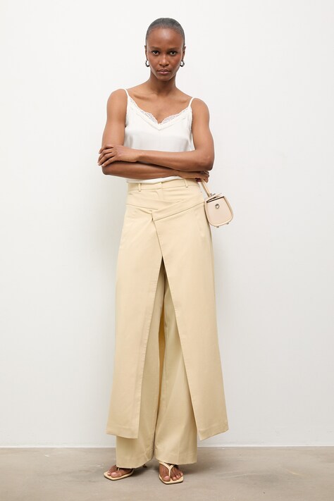 Answear.LAB spodnie damskie bawełniane żółte high waist