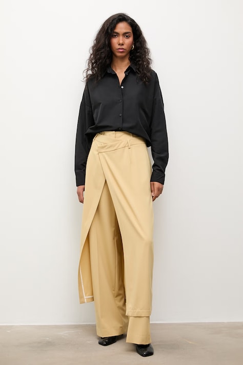 Dámske bavlnené nohavice Answear.LAB z kolekcie Unscripted žlté high waist