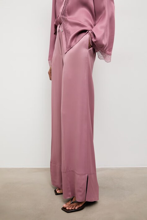 Answear.LAB spodnie damskie różowe high waist