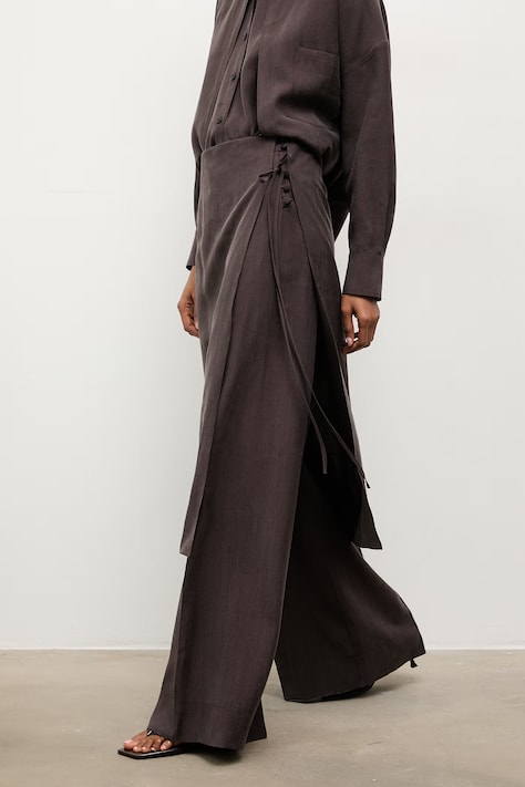 Answear.LAB spodnie damskie brązowe high waist