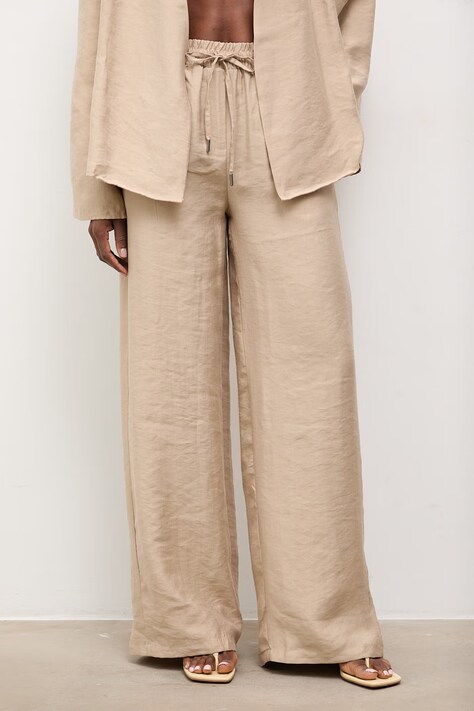 Answear.LAB spodnie damskie z lyocellem beżowe high waist