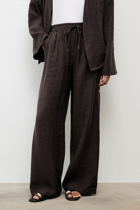 Answear.LAB spodnie damskie z lyocellem brązowe high waist