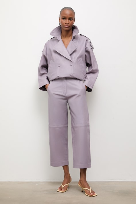 Answear.LAB spodnie damskie skórzane MADELINE z kolekcji Unscripted fioletowe high waist