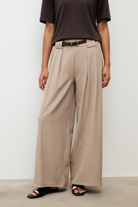 Answear.LAB spodnie damskie beżowe high waist