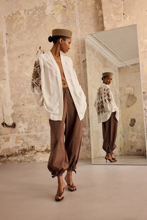 Answear.LAB pantaloni pentru femei maro high waist