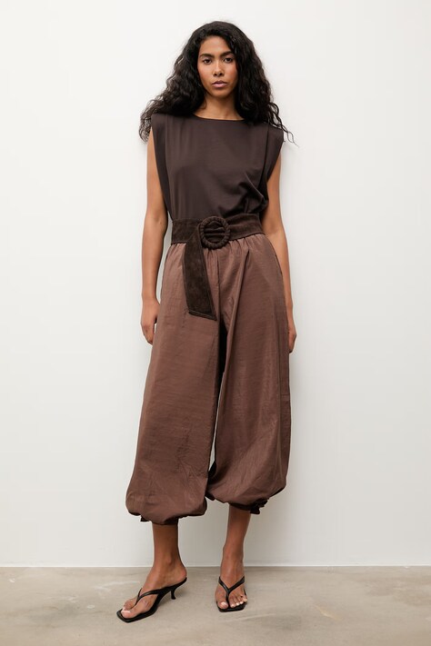 Answear.LAB spodnie damskie brązowe high waist