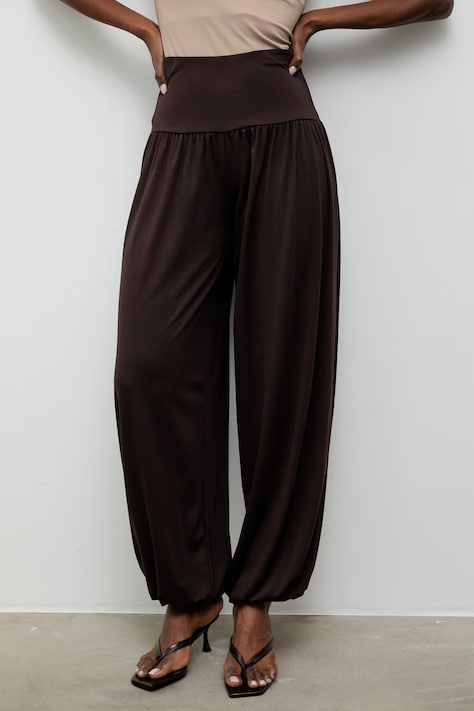 Answear.LAB spodnie joggery damskie z wiskozą brązowe high waist