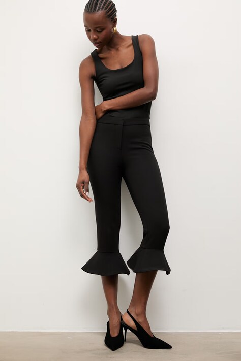 Answear.LAB spodnie capri damskie czarne regular waist