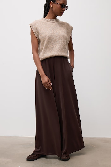 Answear.LAB Spodnie dresowe damskie z modalem brązowe high waist