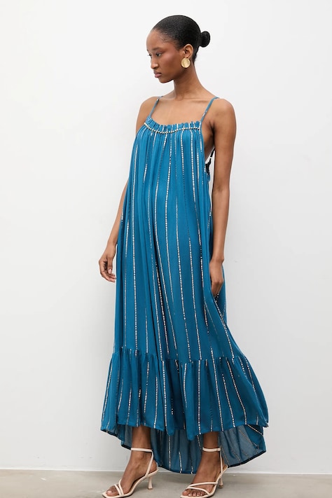 Answear.LAB sukienka wiskozowa kolor turkusowy maxi oversize