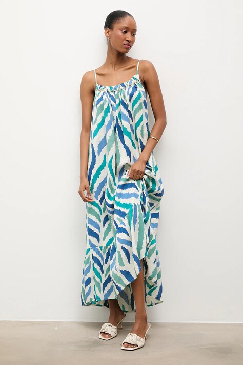 Answear.LAB sukienka kolor niebieski midi rozkloszowana