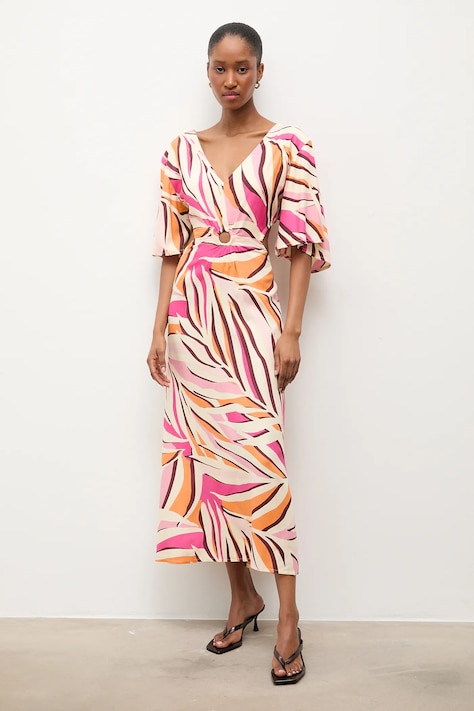 Answear.LAB sukienka wiskozowa kolor różowy maxi rozkloszowana