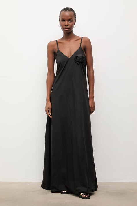 Answear.LAB sukienka letnia bawełniana czarna gładka