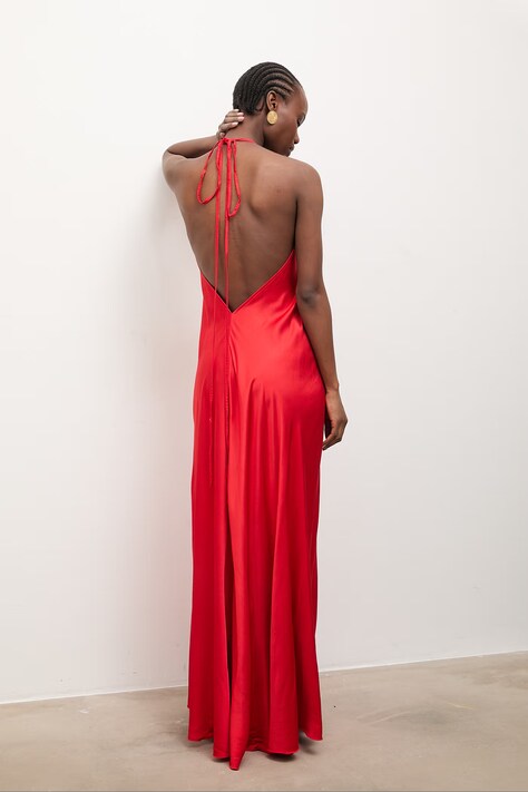 Answear.LAB sukienka z wiskozy czerwona gładka