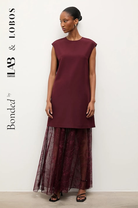 Answear.LAB rochie culoarea bordo, mini, drept