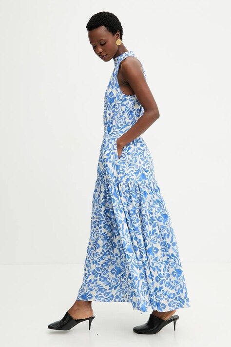 Answear.LAB sukienka kolor niebieski maxi rozkloszowana