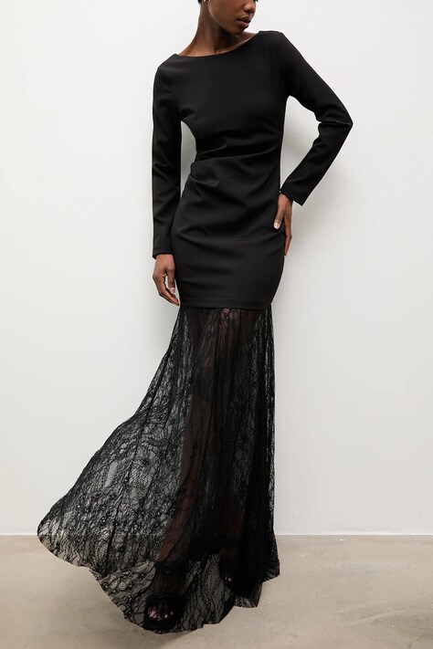 Answear.LAB sukienka kolor czarny maxi dopasowana