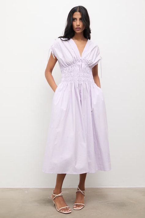 Answear.LAB sukienka bawełniana kolor fioletowy midi rozkloszowana