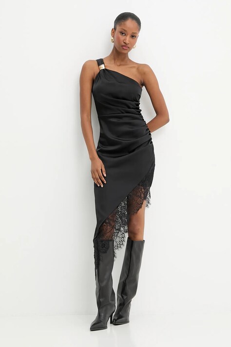 Answear.LAB sukienka kolor czarny midi dopasowana
