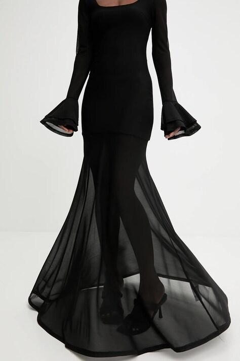 Answear.LAB sukienka kolor czarny maxi rozkloszowana