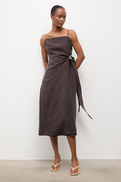 Answear.LAB sukienka brązowa gładka