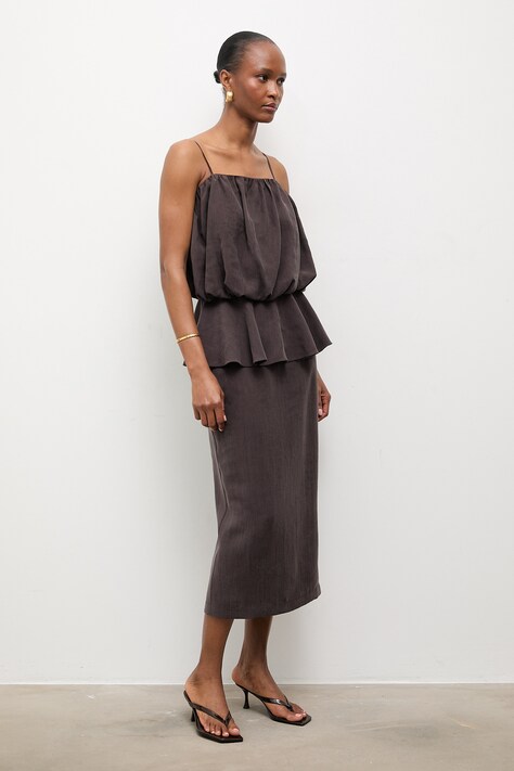 Answear.LAB sukienka brązowa gładka