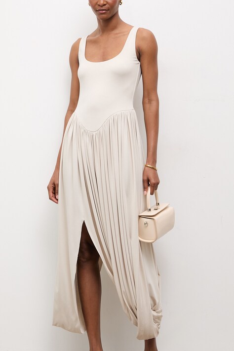 Answear.LAB sukienka letnia beżowa gładka