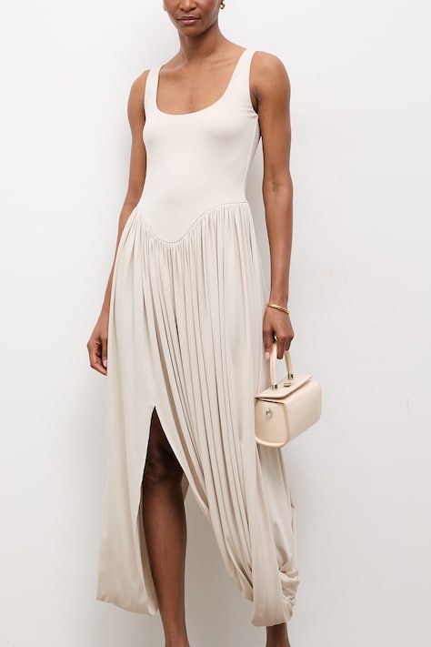 Answear.LAB sukienka letnia beżowa gładka