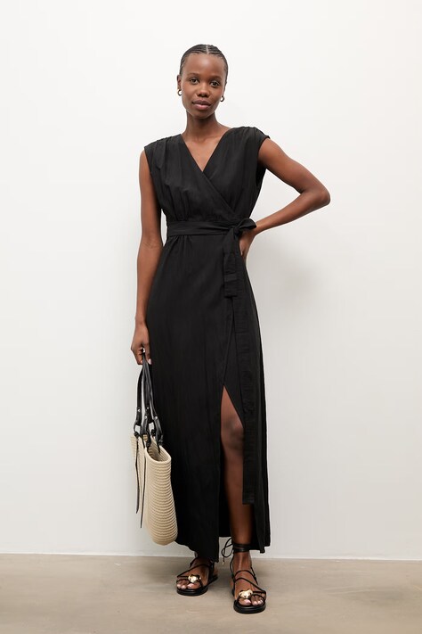 Answear.LAB sukienka letnia z wiskozy czarna