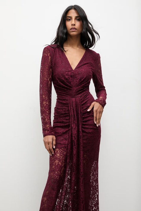 Answear.LAB sukienka kolor bordowy maxi prosta