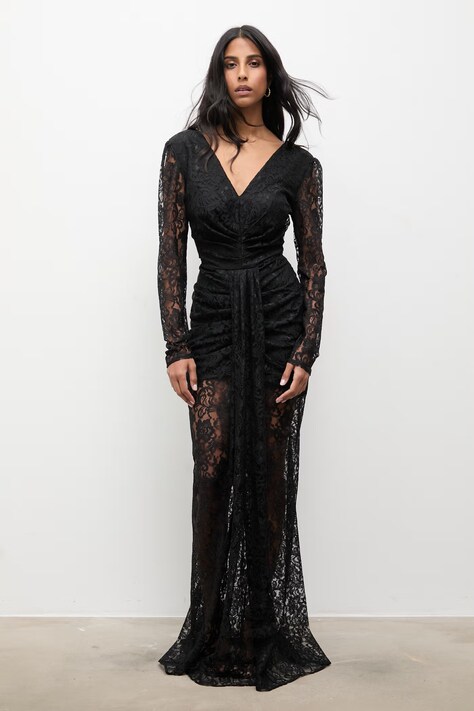 Answear.LAB sukienka kolor czarny maxi prosta