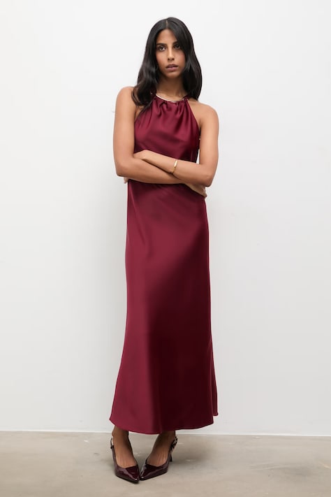 Answear.LAB sukienka kolor bordowy maxi prosta