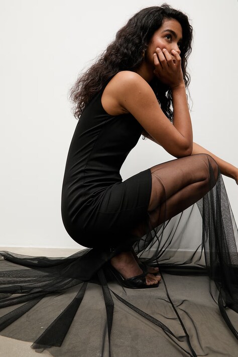 Answear.LAB sukienka czarna gładka