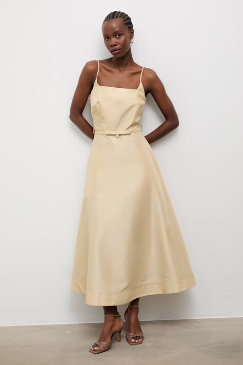 Answear.LAB sukienka gorsetowa żółta gładka