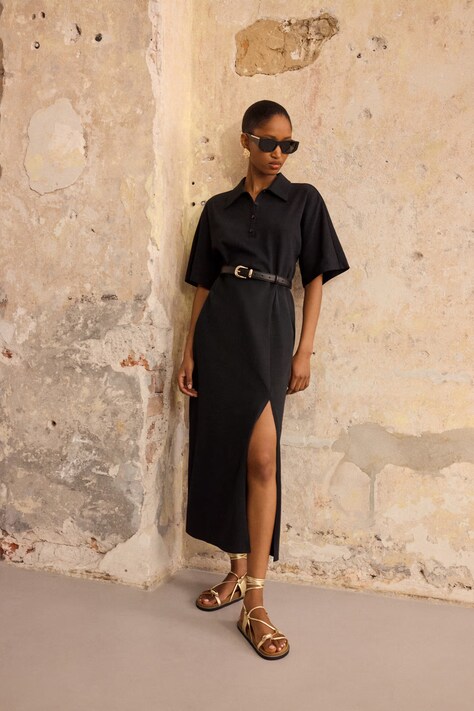 Answear.LAB sukienka bawełniana czarna gładka