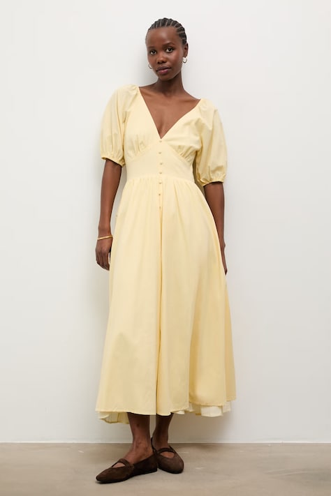 Answear.LAB sukienka letnia bawełniana żółta gładka