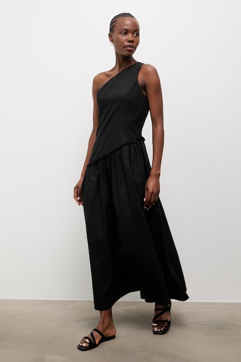 Answear.LAB sukienka rozkloszowana bawełniana czarna gładka