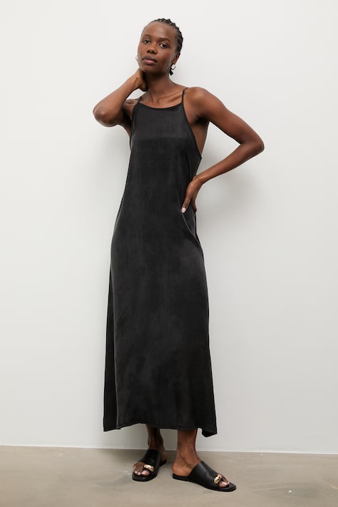 Answear.LAB sukienka letnia z lyocellu czarna gładka